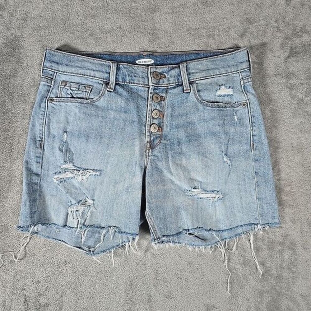 Old Navy Jeans Shorts Womens‎ 4 Blue Light Wash Distressed Cutoff Casual